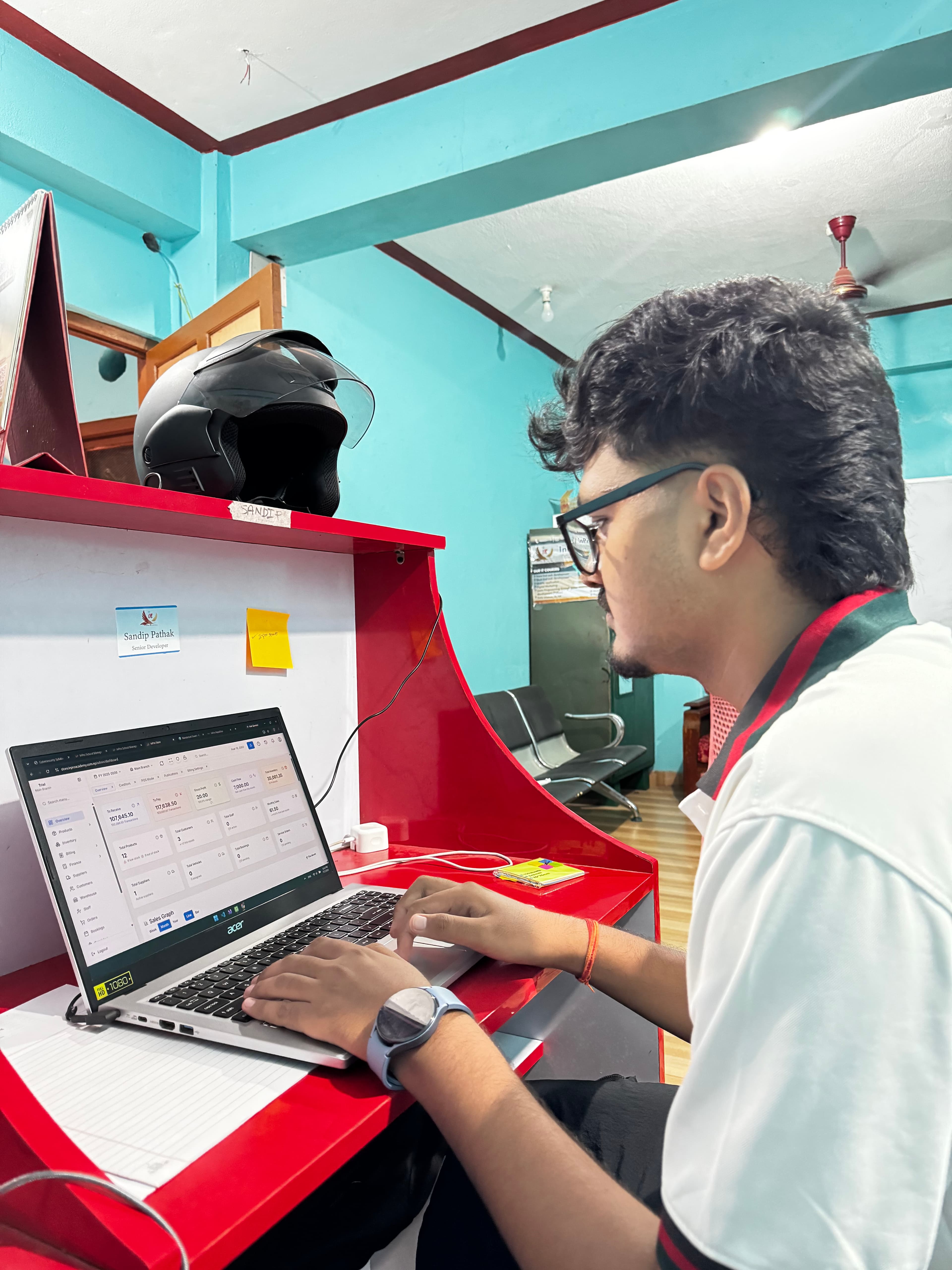 Rajib working at InPro Academy during his cybersecurity internship