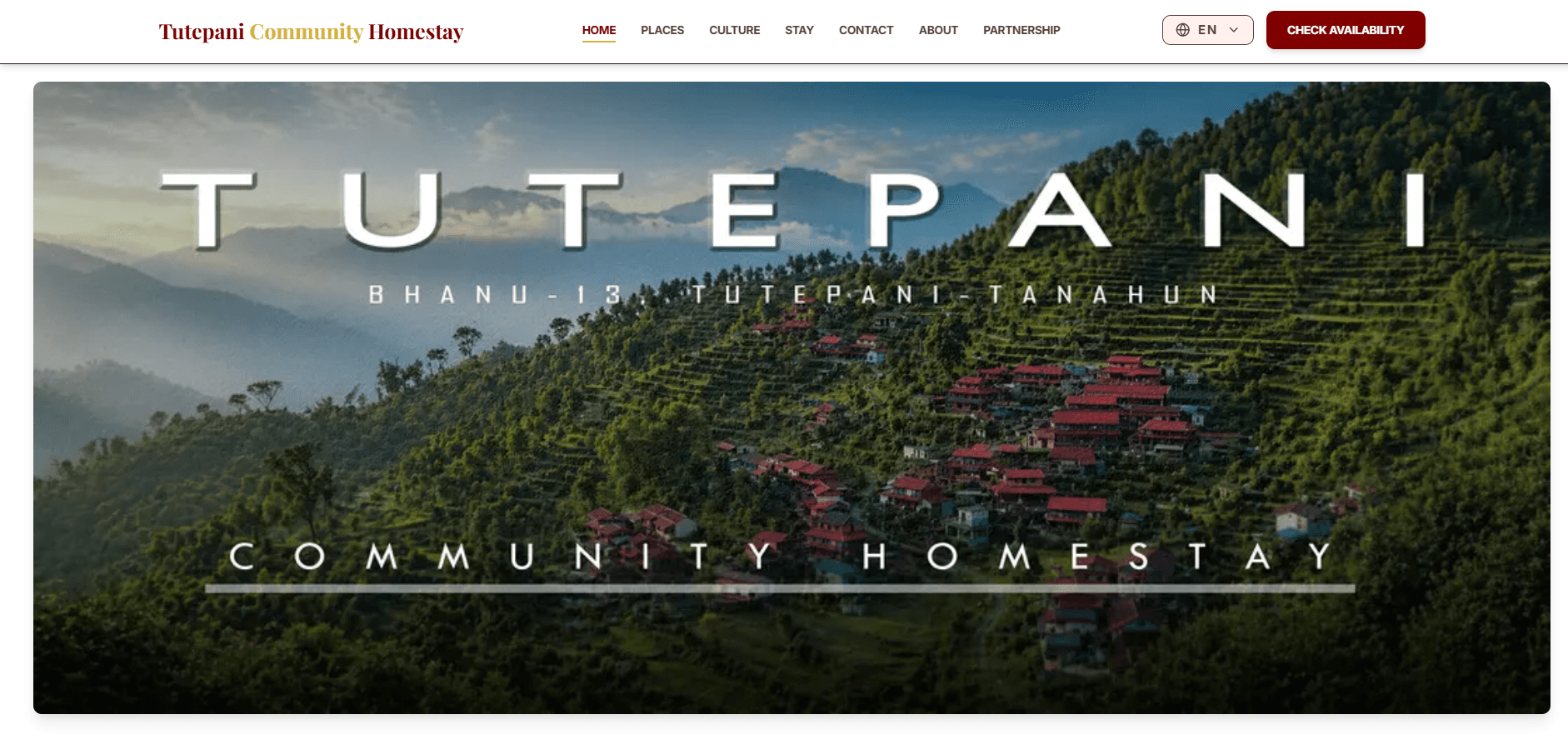 Tutepani Community Homestay Website screenshot